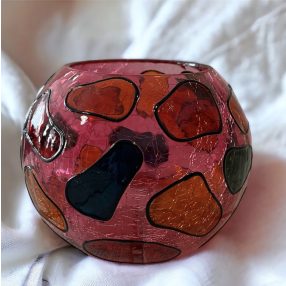 Kézzel festett üveg mécsestartó