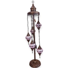 Spirál mozaik állólámpa 5 gömbös-rózsaszín