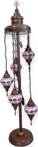 Spirál mozaik állólámpa 5 gömbös-rózsaszín