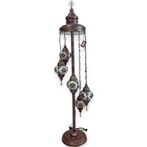 Spirál mozaik állólámpa 5 gömbös-barna-zöld