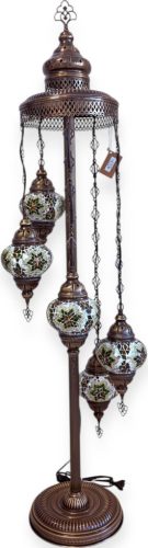 Spirál mozaik állólámpa 5 gömbös-barna-zöld