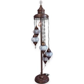 Spirál mozaik állólámpa 5 gömbös-fehér karikás