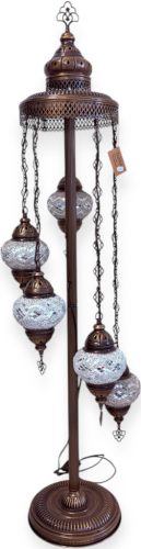 Spirál mozaik állólámpa 5 gömbös-fehér