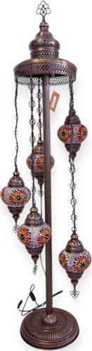 Spirál mozaik állólámpa 5 gömbös-színes