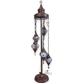 Spirál mozaik állólámpa 5 gömbös- karikás